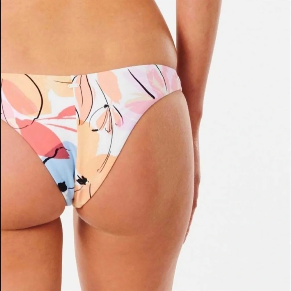 ☀️RIP CURL☀️ BLOSSOM STRIPE TRI TOP BLOSSOM HI LEG REVERSIBLE BIKINI SET - Picture 14 of 16